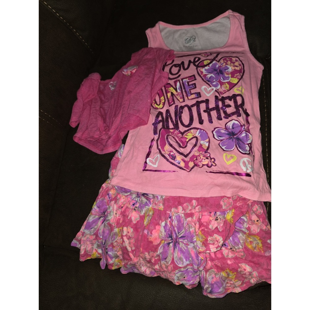 Justice back to school love one another outfit sweater top size 12 skort 10